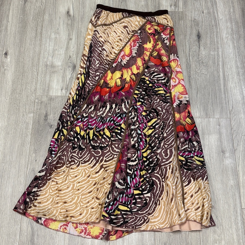 ANTHROPOLOGY Tiny Brand 100% Silk Boho Maxi Skirt